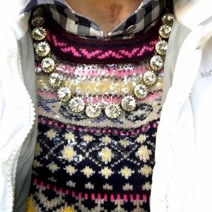 J. Crew Sequin Fair Isle Confetti Crewneck Sweater